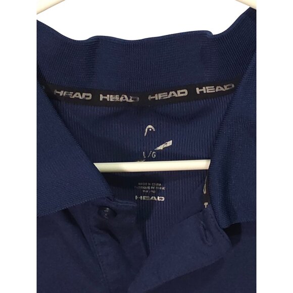 Head Men's Navy Blue Polo Shirt L/G Lightweight Performance Wear - Picture 3 of 7